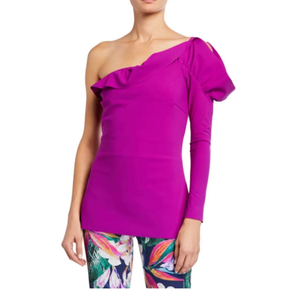 Chiara Boni La Petite Robe Ophelie One-Shoulder Ruffle Top Size 6